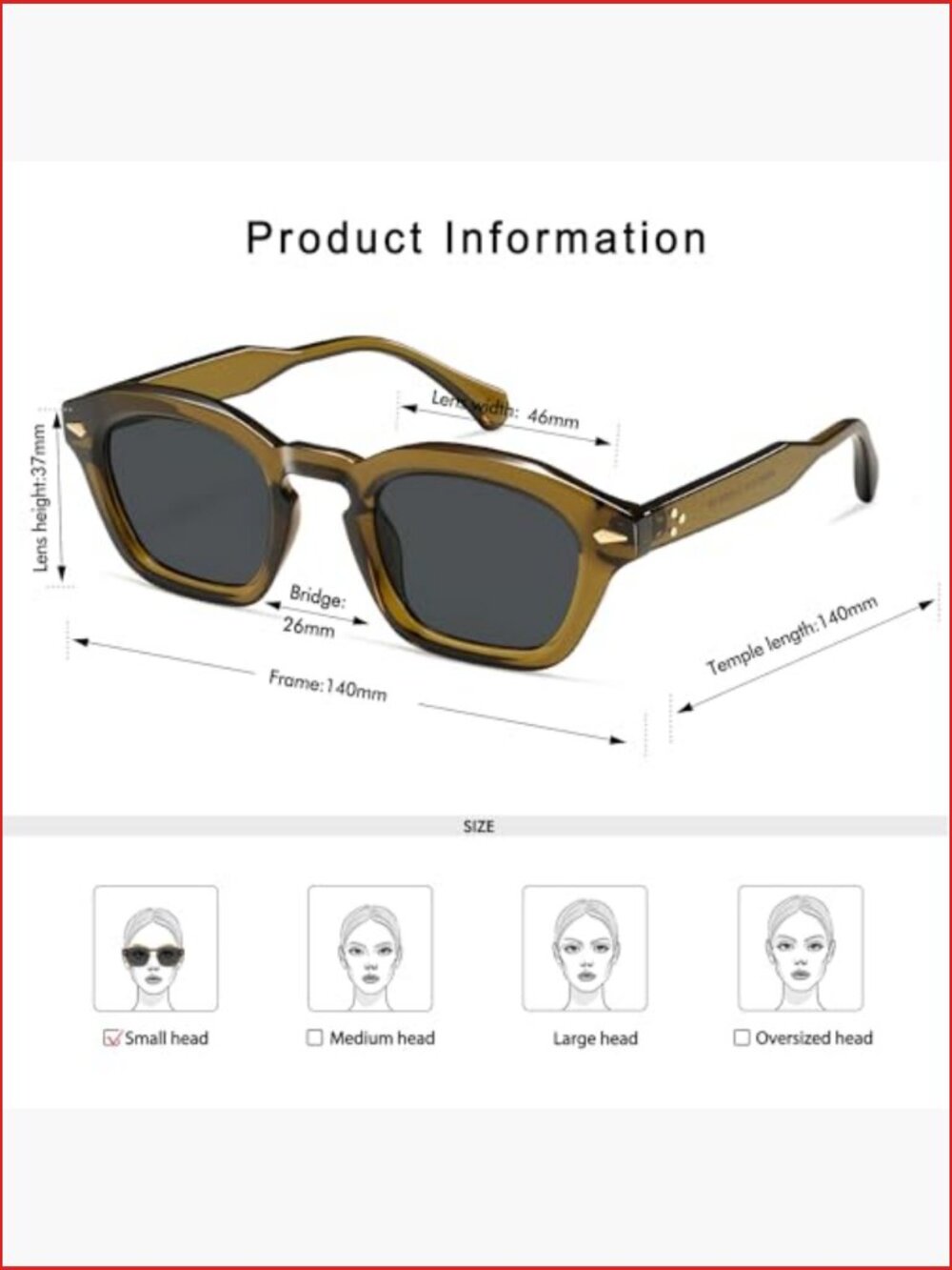 Small Retro Square Sunglasses for Women Men Rectangle Sunnies - Picture 4 of 7